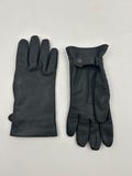 Vintage Leather Unisex Gloves in Gray / Adult Winter Accessory Pair of Gloves with Straps European