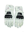 vyperx White Leather motorcycle Racing Gloves, Leather Motorbike Gloves- CE -Certified | - Top grain Cowhide mild leather Gloves