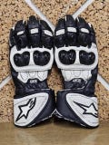 Alpinestars Racing Motorcycle Gloves In Cowhide With Fleece/Kangaroo With Kevlar Leather | White Black Gauntlet Biker Gloves
