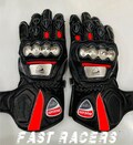 Ducati Motorbike MOTOGP Racing Leather Gloves - Made In Genuine Cowhide Leather - With Free Shipping