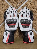 Pro Dainese Racing Motorcycle Gloves | Leather Sportbike Gloves with Knuckle Protection | Track & Street Riding Gear