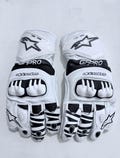 Alpinestars GP Pro Style Leather Motorcycle Racing Gloves White Black | Sportbike Track Riding Protective Gear