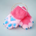 Fursuit Hand Paws, Faux Fur Animal Gloves for Furry Conventions, Custom Anthro Costume Accessories, Kawaii Gift, Soft Furry Paws, Pink &Bule
