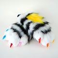 Rainbow Striped Faux Fur Handpaws, Furry Costume Animal Paw Gloves, Colorful Plush Cosplay Accessory, Tiger Fox Paws for Cosplay