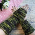 Camo fingerless gloves Military style Knitted mittens Acrylic hand warmers Outdoor gear