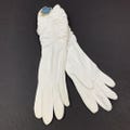 Gloves by Superb Deadstock Gloves 1950s White Ruched Leatherspun Nylon [Size 7]