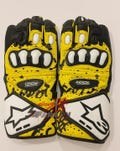 Yellow Alpinestars Leather Gloves - Motorcycle Racing Gloves - Premium Genuine Leather Protective Motorcycle Gear