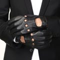 Men's Lambskin Leather Driving Gloves: Handmade Full-Grain Black