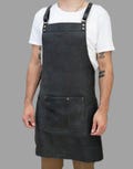 Black Full Grain Leather Apron with Front Pocket – Chef & Workshop