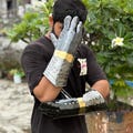 Shadow Knight Gauntlets – Black Mirror-Finish Steel Armor Gloves for LARP, Cosplay & Dark Fantasy Warriors