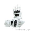Customizable Beautiful Pure white Motorbike, Motorcycle, Cowhide Leather Racing Gloves with CE Approved Armors for Men and Women