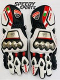 Ducati MOTOGP Motorbike Racing Leather Gloves - Made In Genuine Cowhide Leather - With Free Shipping
