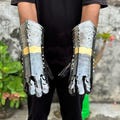 Dark Knight Gauntlets – Black Steel Armor Gloves for LARP, Cosplay, Gothic & Fantasy Combat