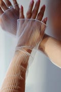 Detachable organza wedding sleeves, Extra Long fingerless gloves, Pleated Organza Wedding Gloves, Bridal Sleeves, Organza Bridal Sleeves