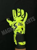 Custom design RS Neon Yellow Goalkeeper Glove with Black Flame Design adult size