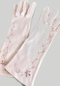 Vintage 1960's Pink Nylon Blend Embroidered Gloves