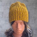 Handmade Mustard Yellow Beanie, Chunky Crochet Winter Hat, Cozy Boho Style Women’s Knit Hat