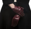 Elegant Burgundy Leather Gloves – Women’s Winter Driving Gloves – Classic Lined Fashion Accessories