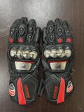 Ducati Corse Motorcycle Racing Leather Gloves - Black Red - Protective Gear"