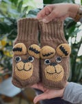Animal Mittens, Hand Knit Winter Wool Mittens, Fleece Lining, Funny Comfy And Warm. Animal Costume, Great Gift