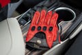 Men's DRIVING Gloves - RED-BLACK - hairsheep leather