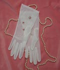 Darling Vintage Nylon Gloves with Embroidery and Eyelets Unused Size 7 1/2
