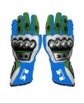 Kawasaki Ninja Men MotorBike Racing Leather Gloves Gants Guantes