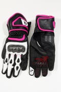Pink Black White Motorcycle Gloves Women’s Racing Style Leather Short Cuff Biker Gloves
