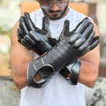 Black Steel Gauntlets – Hand-Forged Knight Armor Gloves for LARP, Cosplay, and Renaissance Faire Combat