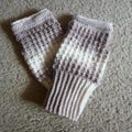Fingerless Gloves - Crochet - Made of Acrylic Yarn in White and Beige - Medium Size