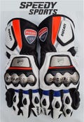 Ducati MOTOGP Motorbike Racing Leather Gloves - Made In Genuine Cowhide Leather - With Free Shipping