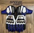 Yamaha MOTOGP Motorbike Racing Leather Gloves - Made In Genuine Cowhide Leather - With Free Shipping