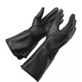 Men’s Long Black Leather Gloves Genuine Lambskin with Soft Silk Lining elegent formal gloves