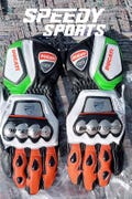 Ducati MOTOGP Motorbike Racing Leather Gloves - Made In Genuine Cowhide Leather - With Free Shipping