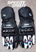 BMW MOTOGP Motorbike Racing Leather Gloves - Made In Genuine Cowhide Leather - With Free Shipping