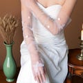 Ivory Sheer Bridal Arm Sleeves with 3D Butterfly & Floral Appliqué – Romantic Tulle Mesh Arm Warmers for Wedding, Photoshoot, Party