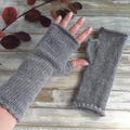 Alpaca & Wool Knitted Light Grey Fingerless Gloves, Women’s Soft and Warm Texting Mittens, Ladies AutumnWinter Accessories, Gift for Her