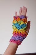 Dragon Scale Fingerless Gloves - Rainbow