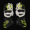 Alpinestars Motorcycle Racing Gloves Black White Neon | Premium Protective Leather Sport Riding Gloves | Track & Street Bike Gear