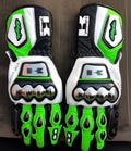 Kawasaki Motorcycle Racing Gloves | Green Black Leather Motorbike Riding Gloves | Protective Biker Gloves for Racing & Riding