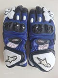 Blue Black Alpinestars Motorbike Racing Gloves Genuine Leather – Durable & Protective Motorcycle Gear