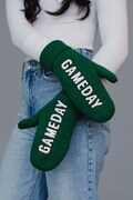 Green Game Day Mittens | Game Day Mittens | Fleece Lined Mittens | Neutral Mittens | Winter Mittens | Tailgating Mittens | Green Mittens