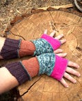 upcycled warm wool arm warmers pink