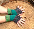 upcycled warm wool shorty fingerless gloves