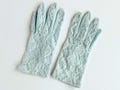 FREE SHIPPING: Vintage Blue Lace and Stretch Ladies Gloves