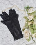 Vintage 60s 70s Black Leather Gloves, Mid Length, Inner Lining, Autumn/Winter Gloves, Size 6"