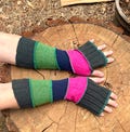 Hot pink colorful arm warmers wool and cashmere upcycled