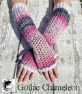 Hand Knitted Long Elbow Length Arm Warmers Gloves Pink White Gray