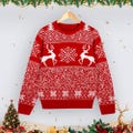 2022 Autumn And Winter Christmas New Sweater Europe And The United States Cross-border Hot Sale Red Round Neck T-shirt Elk Print Sweater