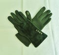 Vintage Green Velvet Gloves --stretchy polyester cotton One Size